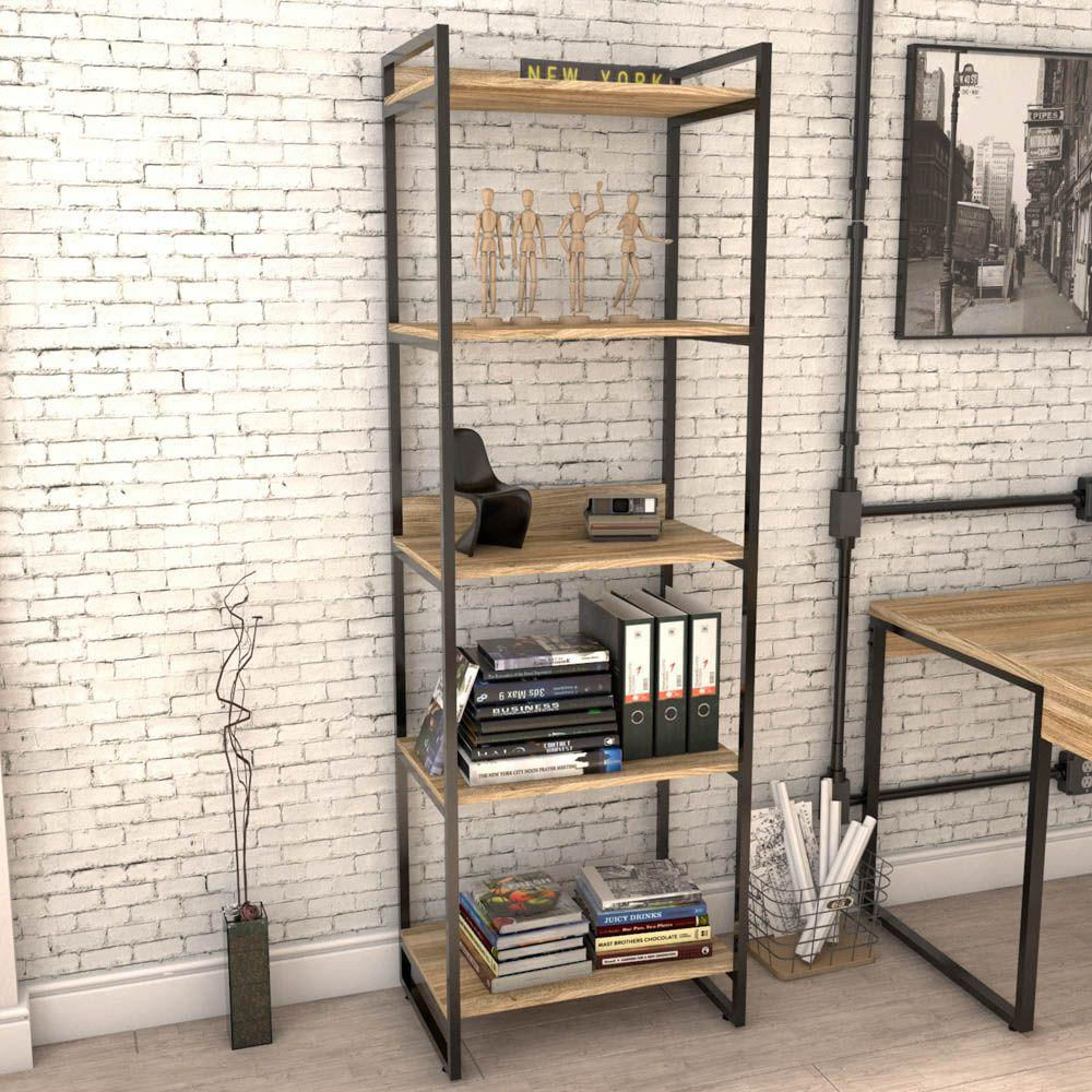 Kit Mesa Para Escritório Industrial em L com 2 Estantes com 5 ...