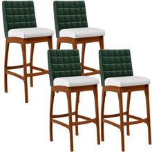 Kit 5 Banquetas Altas Cozinha Sala Jantar Fixa Mila B04 Facto Verde Musgo Corano Branco - Lyam Decor