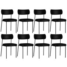 Kit 08 Cadeiras Decorativas Estofadas Para Sala de Jantar Melina F01 Couríssimo Preto - Lyam Decor