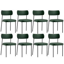 Kit 08 Cadeiras Decorativas Estofada Para Sala Jantar Melina F01 Couríssimo Verde Musgo - Lyam Decor