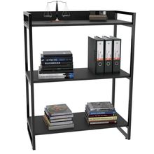 Estante Multiuso 3 Prateleiras Escritório Estilo Industrial Form C01 104x80 cm Preto Onix - Lyam Decor
