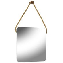 Espelho Para Banheiro 60 cm Quadrado Com Corda Nice B06 Nogal Noce Amêndoa - Lyam Decor