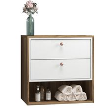 Balcão Gabinete Para Banheiro 60cm Com 02 Gavetas Gael B06 Branco Nogal - Lyam Decor