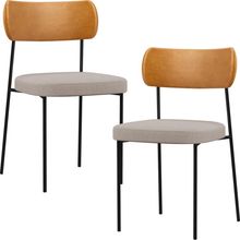 Kit 02 Cadeiras Estofadas Para Sala De Jantar Melina L02 Couríssimo Whisky Linho Bege - Lyam Decor