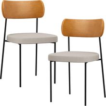 Kit 02 Cadeiras Estofadas Para Sala De Jantar Melina L02 Couríssimo Whisky Linho Cru - Lyam Decor