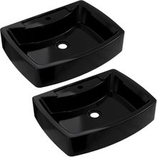 Kit 02 Cubas de Apoio Retangular Para Banheiro Lavabo C01 RT50 Preto - Lyam Decor