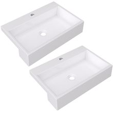 Kit 02 Cubas de Semi Encaixe Retangular Para Banheiro Lavabo XRT55 C01 Branco - Lyam Decor