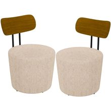 Kit 02 Poltronas Para Sala De Estar Decorativa Base Fixa Luara M03 Linho Cru - Lyam Decor