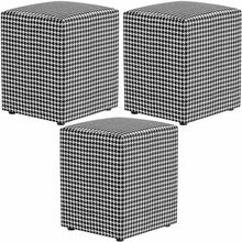 Kit 03 Puffs Quadrado Decorativo L02 Pied Poule - Lyam Decor