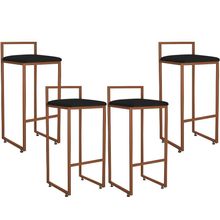 Kit 04 Banquetas Alta Para Cozinha Sala De Jantar Hanna L02 Bronze Corano Preto - Lyam Decor