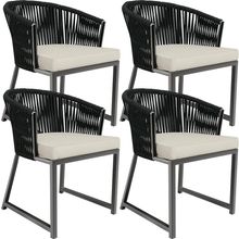 Kit 04 Cadeiras Decorativas Para Área Gourmet Cozinha Corda Náutica Bethari D04 Preto - Lyam Decor