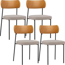 Kit 04 Cadeiras Para Sala De Jantar Melina L02 Couríssimo Whisky Linho Bege - Lyam Decor