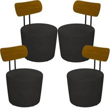 Kit 04 Poltronas Para Sala De Estar Decorativa Base Fixa Luara M03 Couríssimo Preto - Lyam Decor