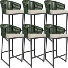 Kit 06 Banqueta Para Área Gourmet Cozinha Varanda Corda Náutica Sunset D04 Verde - Lyam Decor