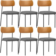 Kit 06 Cadeiras Para Sala De Jantar Melina L02 Couríssimo Whisky Linho Cinza Escuro - Lyam Decor