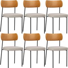 Kit 06 Cadeiras Para Sala De Jantar Melina L02 Couríssimo Whisky Linho Cru - Lyam Decor