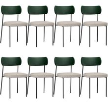 Kit 08 Cadeiras Para Sala De Jantar Melina L02 Facto Verde Musgo Linho Cru - Lyam Decor