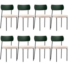 Kit 08 Cadeiras Para Sala De Jantar Melina L02 Facto Verde Musgo Suede Bege - Lyam Decor