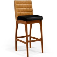 Banqueta Alta Para Cozinha Sala De Jantar Fixa Mila B04 Couríssimo Whisky Couríssimo Preto - Lyam Decor