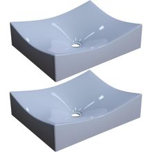 Kit 02 Cubas de Apoio Retangular Para Banheiro Lavabo C01 ML44W Branco - Lyam Decor