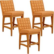 Kit 03 Banquetas Baixa Cozinha Bancada Bar Sala Jantar Fixa Mila L02 Couríssimo Whisky - Lyam Decor