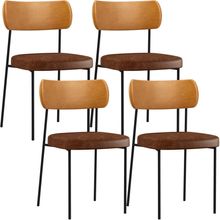 Kit 04 Cadeira Para Sala De Jantar Melina L02 Couríssimo Marrom Couríssimo Whisky - Lyam Decor