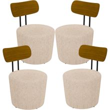 Kit 04 Poltronas Para Sala De Estar Decorativa Base Fixa Luara M03 Linho Cru - Lyam Decor