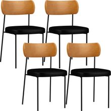 Kit 04 Cadeira Para Sala De Jantar Melina L02 Couríssimo Preto Couríssimo Whisky - Lyam Decor