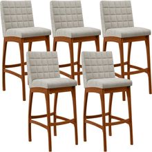 Kit 05 Banquetas Altas Para Cozinha Sala De Jantar Fixa Mila B04 Bouclê Creme - Lyam Decor