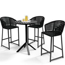 Kit Mesa Bistrô Hani Com 03 Banquetas Área Gourmet Bar Corda Náutica Porto D04 Preto - Lyam Decor