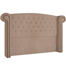 Cabeceira Cama Box Casal com Tachas 140 cm Sofia P05 Veludo Bege - Lyam Decor