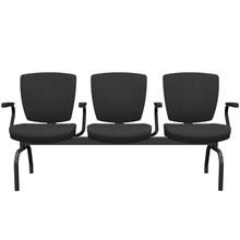 Cadeira Longarina 3 Lugares Aeroporto Recepção Preto Baixa Flexi P03 Poliéster Preto - Lyam
