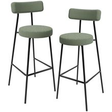 Kit 02 Banquetas Alta Bar Cozinha Sala De Jantar Estrutura Em Aço Milão Bouclê Oliva - Lyam Decor