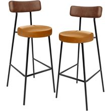 Kit 02 Banquetas Alta Bar Cozinha Sala De Jantar Milão L02 Couríssimo Marrom Whisky - Lyam Decor