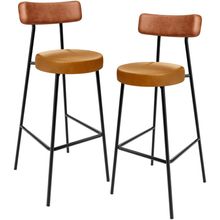 Kit 02 Banquetas Alta Bar Cozinha Sala De Jantar Milão L02 Couríssimo Camel Whisky - Lyam Decor