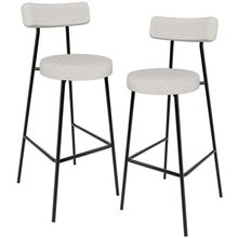 Kit 02 Banquetas Alta Cozinha Bar Sala Jantar Estrutura Em Aço Milão L02 Bouclê Cru - Lyam Decor