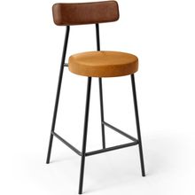 Banqueta Baixa Cozinha Sala Jantar Bancada Milão L02 Couríssimo Marrom Whisky - Lyam Decor