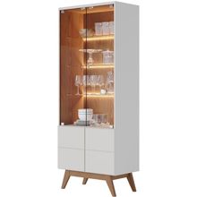 Cristaleira Para Sala De Jantar Com 02 Portas Martin C04 Off White Matte Freijó - Lyam