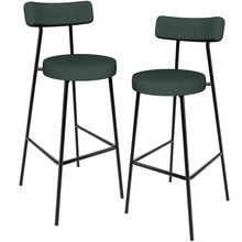 Kit 02 Banquetas Alta Cozinha Bar Sala De Jantar Em Aço Milão L02 Linho Verde Musgo - Lyam Decor