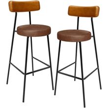 Kit 02 Banquetas Alta Bar Cozinha Sala De Jantar Milão L02 Couríssimo Whisky Marrom - Lyam Decor