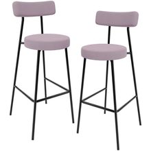 Kit 02 Banquetas Baixa Bar Cozinha Sala De Jantar Em Aço Milão L02 Suede Rosê - Lyam Decor