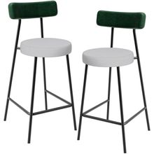 Kit 02 Banquetas Baixa Bar Cozinha E Sala De Jantar Milão L02 Facto Verde Linho Cinza - Lyam Decor