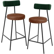 Kit 02 Banquetas Baixa Cozinha Sala Jantar Bancada Milão L02 Facto Verde Musgo Marrom - Lyam Decor