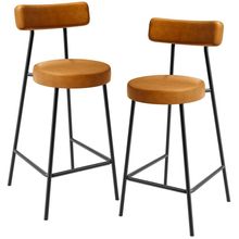 Kit 02 Banquetas Baixa Para Cozinha Sala De Jantar Bancada Milão L02 Couríssimo Whisky - Lyam Decor