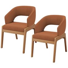 Kit 02 Cadeiras de Jantar e Estar Living Estofada Lince L02 Bouclê Terracota - Lyam Decor