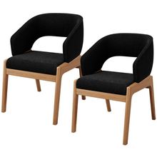 Kit 02 Cadeiras de Jantar e Estar Living Estofada Lince L02 Bouclê Preto - Lyam Decor