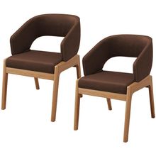 Kit 02 Cadeiras de Jantar e Estar Living Estofada Lince L02 Couríssimo Marrom - Lyam Decor