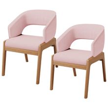 Kit 02 Cadeiras de Jantar e Estar Living Estofada Lince L02 Linho Rosê - Lyam Decor