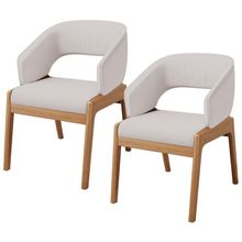 Kit 02 Cadeiras de Jantar e Estar Living Estofada Lince L02 Linho Bege - Lyam Decor