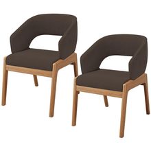 Kit 02 Cadeiras de Jantar e Estar Living Estofada Lince L02 Suede Marrom - Lyam Decor